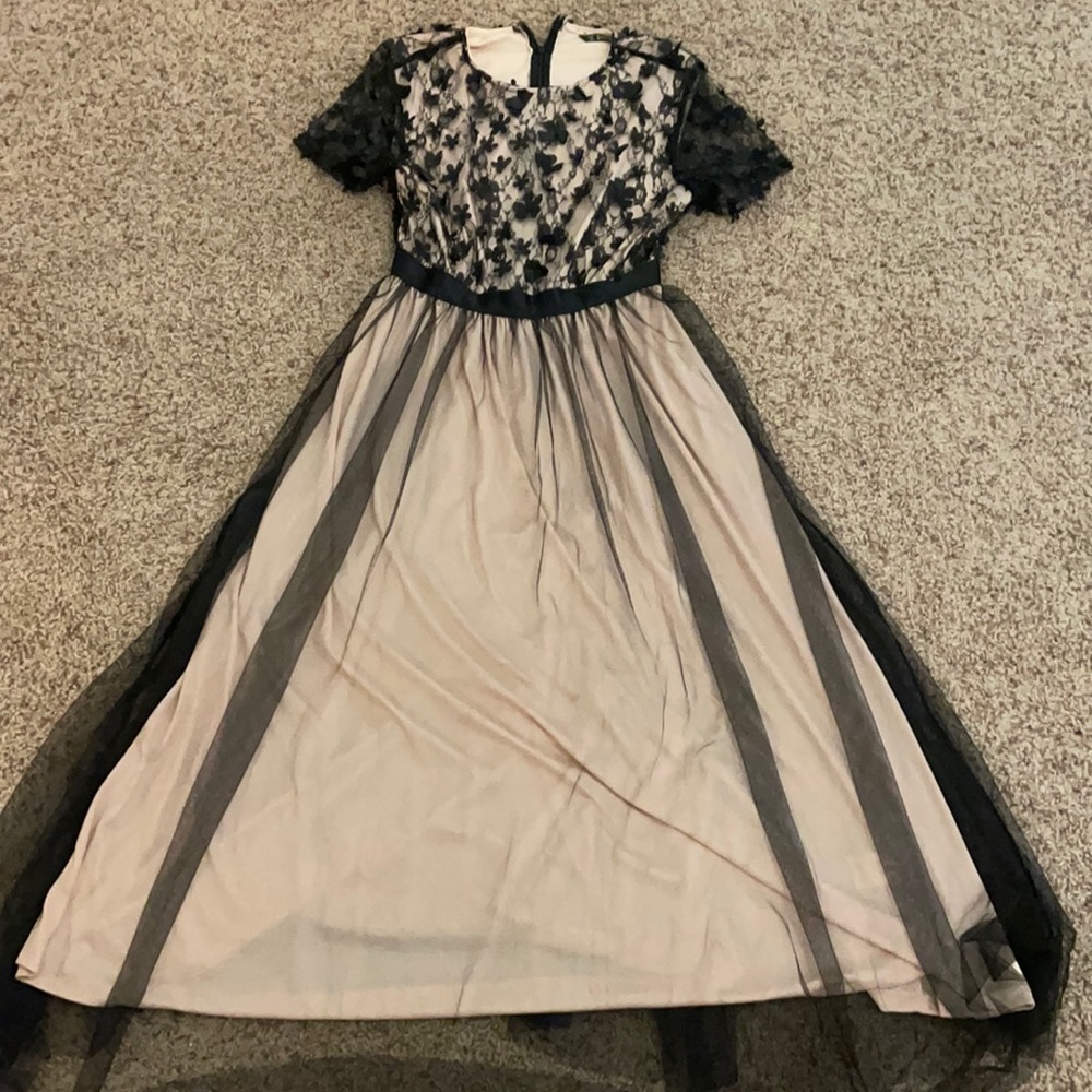 Shein XS Pink/black lace dress